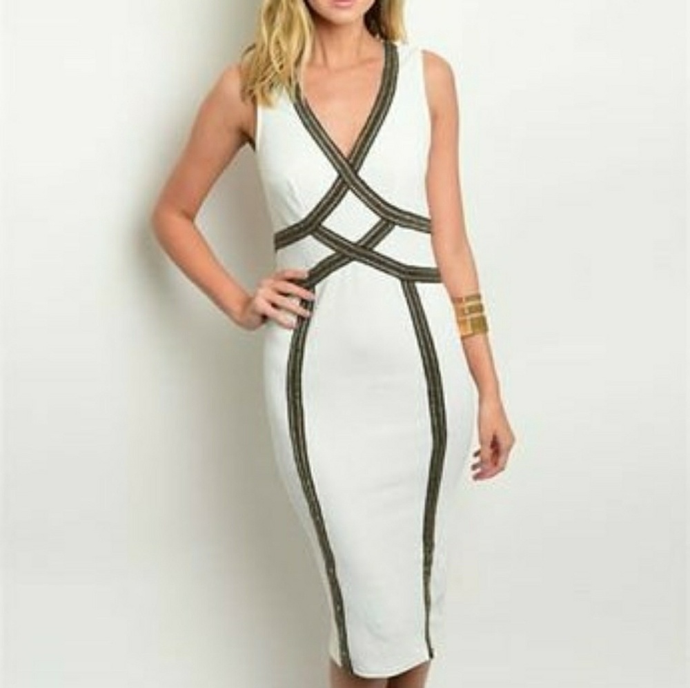 Ivory Black Gold Dress